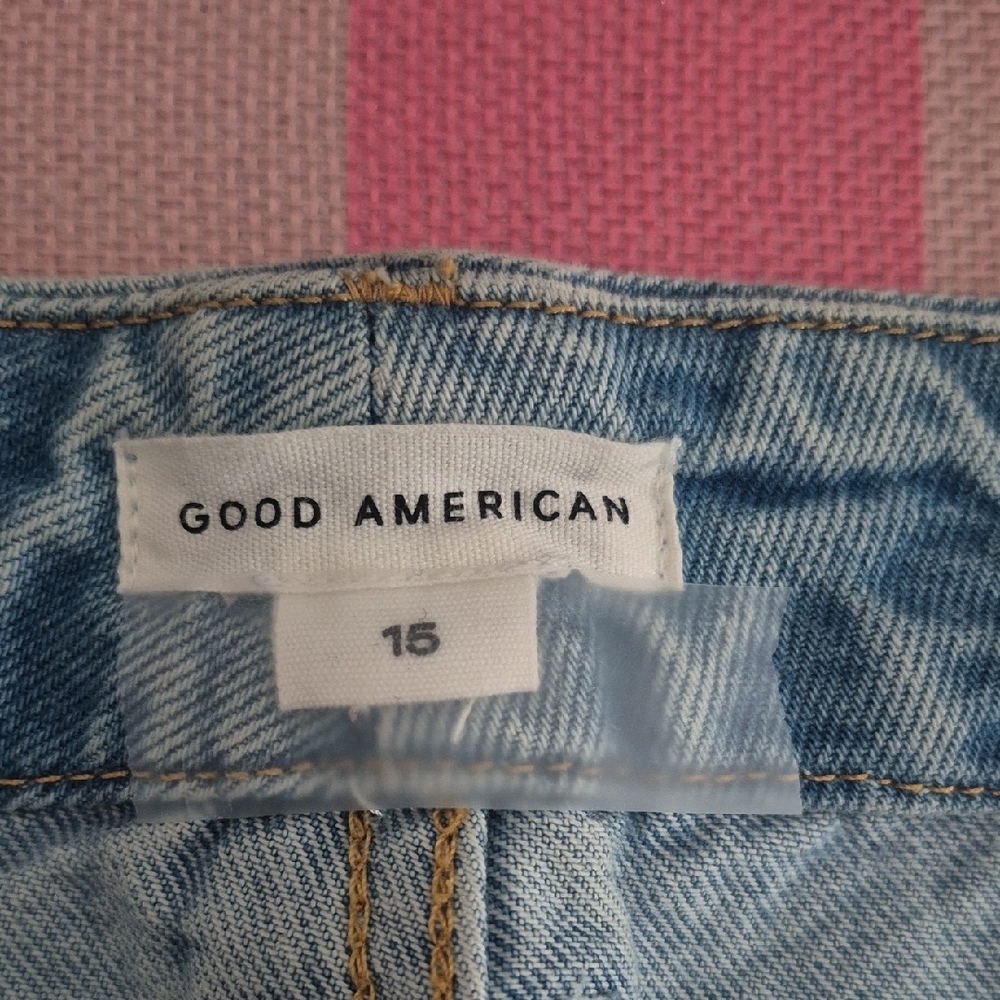 Good American Medium Blue Distressed Flare Jeans - Picture 4 of 4